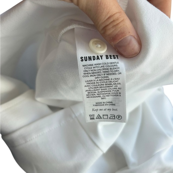 Sunday Best Shirt aritzia tuesday crop womens White preppy academia Size Small - Picture 7 of 9